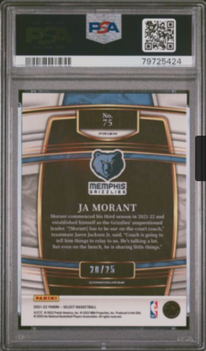 Ja Morant Tie Dye Select /25 PSA 9 MINT back